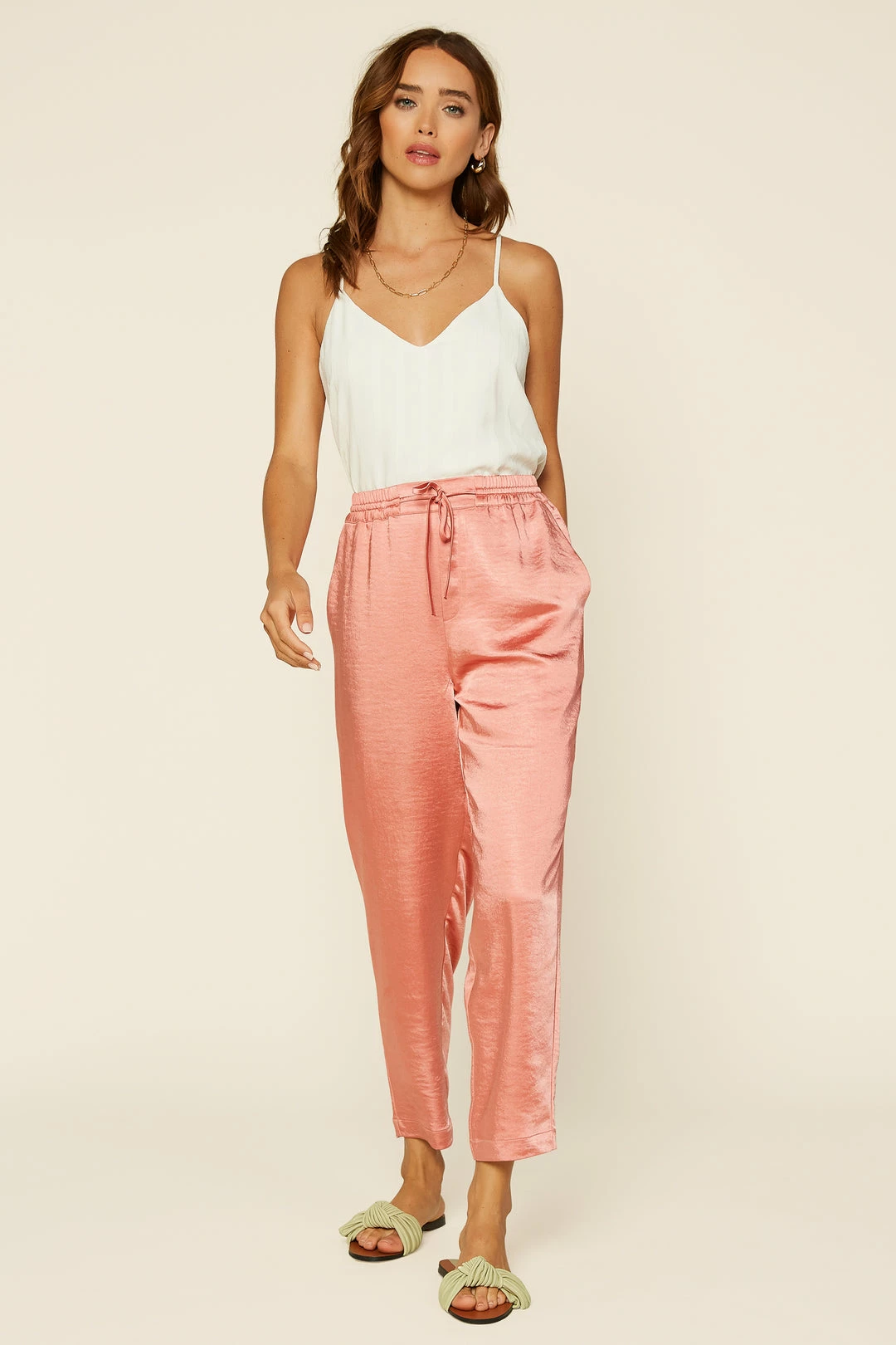 SKIES ARE BLUE Clothing Satin Waist Tie Pants 7 SKIES ARE BLUE Clothing Satin Waist Tie Pants