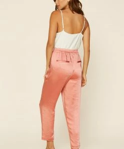 SKIES ARE BLUE Clothing Satin Waist Tie Pants