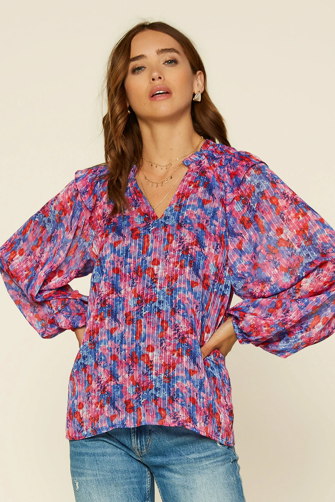 SKIES ARE BLUE Clothing Multicolor Smocked Woven Top 4 SKIES ARE BLUE Clothing Multicolor Smocked Woven Top