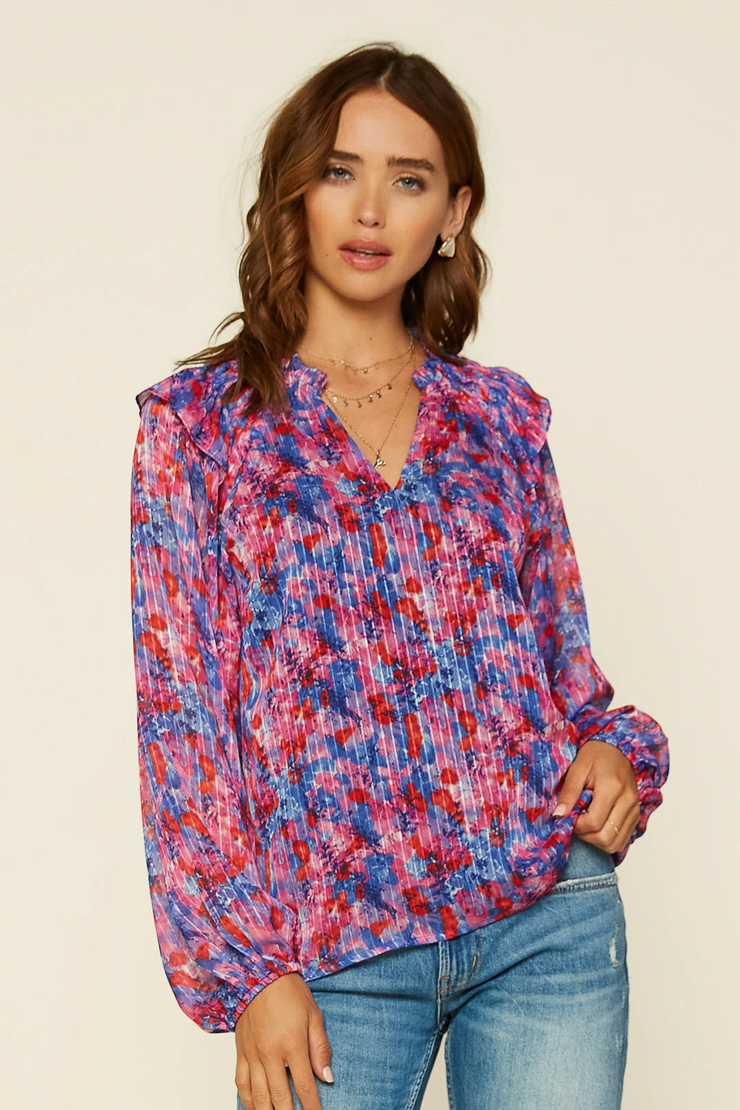 SKIES ARE BLUE Clothing Multicolor Smocked Woven Top 3 SKIES ARE BLUE Clothing Multicolor Smocked Woven Top