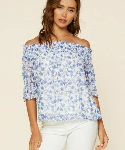 SKIES ARE BLUE Clothing Floral Off Shoulder Top
