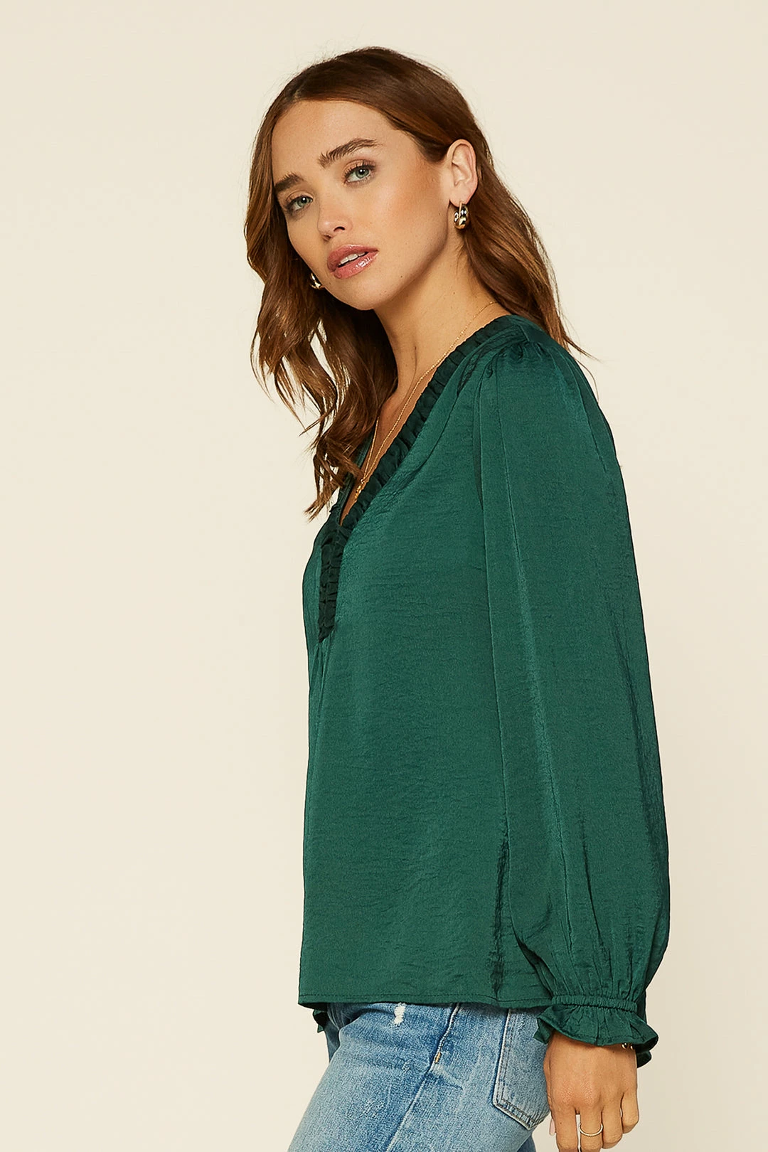 SKIES ARE BLUE Clothing Long Sleeve Shirred Top 4 SKIES ARE BLUE Clothing Long Sleeve Shirred Top