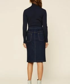 SKIES ARE BLUE Button Midi Denim Skirt Clothing 9 SKIES ARE BLUE Button Midi Denim Skirt Clothing