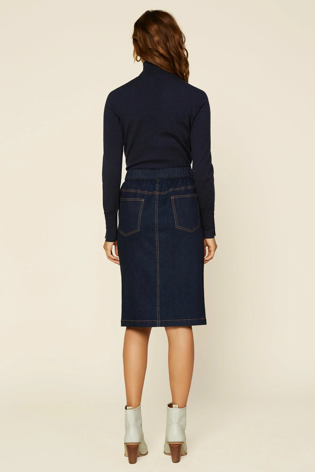 SKIES ARE BLUE Button Midi Denim Skirt Clothing 6 SKIES ARE BLUE Button Midi Denim Skirt Clothing