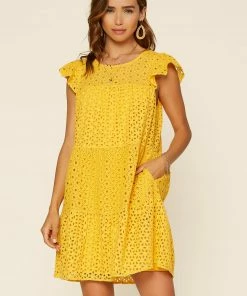 SKIES ARE BLUE Eyelet Lace Tiered Mini Dress