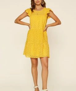 SKIES ARE BLUE Eyelet Lace Tiered Mini Dress 10 SKIES ARE BLUE Eyelet Lace Tiered Mini Dress