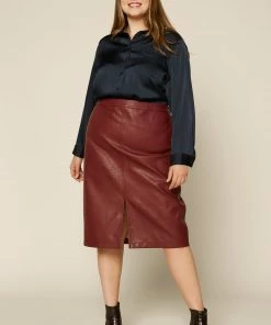 SKIES ARE BLUE Plus Size - Carissa Vegan Leather Midi Skirt Clothing