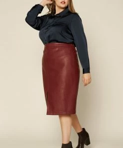SKIES ARE BLUE Plus Size - Carissa Vegan Leather Midi Skirt Clothing 10 SKIES ARE BLUE Plus Size - Carissa Vegan Leather Midi Skirt Clothing