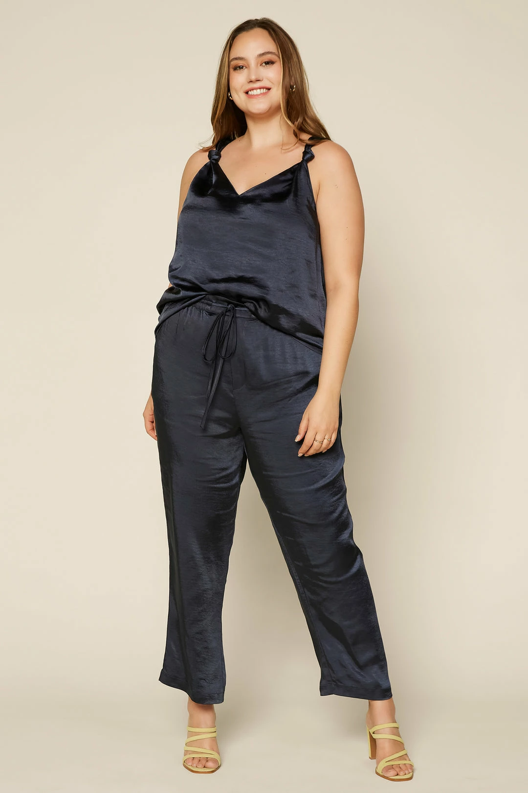 SKIES ARE BLUE Plus Size - Satin Waist Tie Pants 5 SKIES ARE BLUE Plus Size - Satin Waist Tie Pants