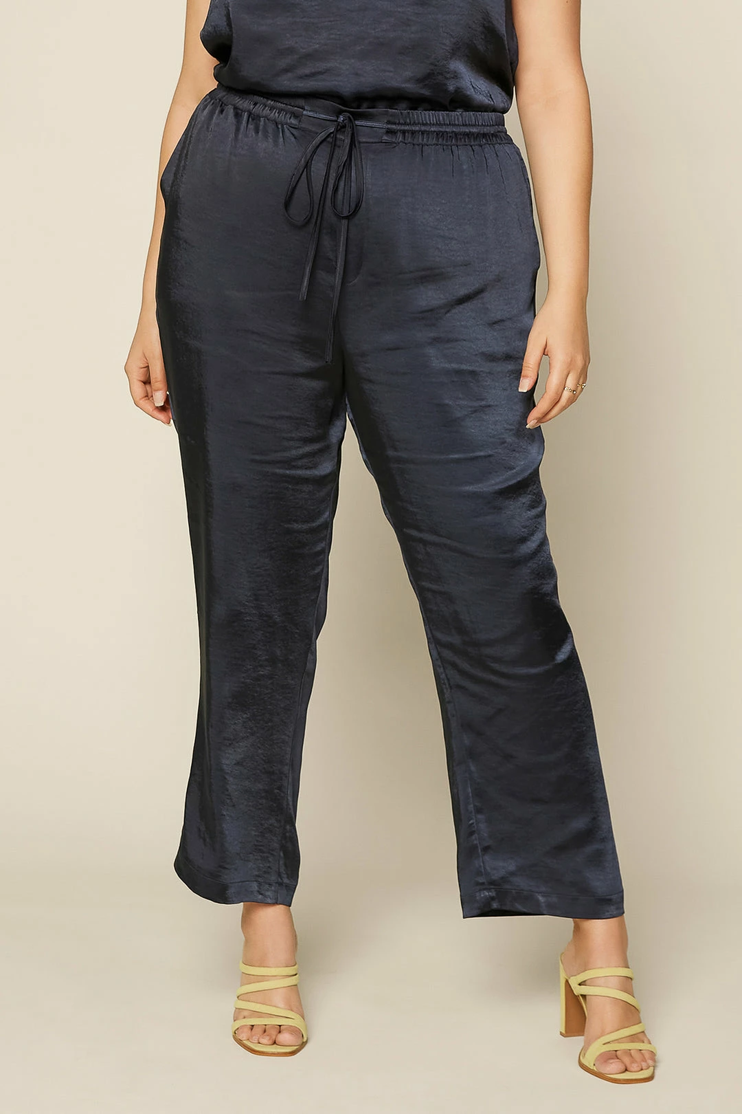 SKIES ARE BLUE Plus Size - Satin Waist Tie Pants 7 SKIES ARE BLUE Plus Size - Satin Waist Tie Pants