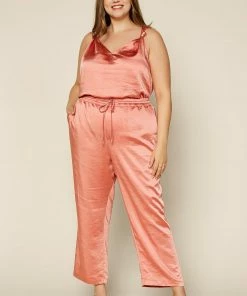 SKIES ARE BLUE Plus Size - Satin Waist Tie Pants Clothing 13 SKIES ARE BLUE Plus Size - Satin Waist Tie Pants Clothing