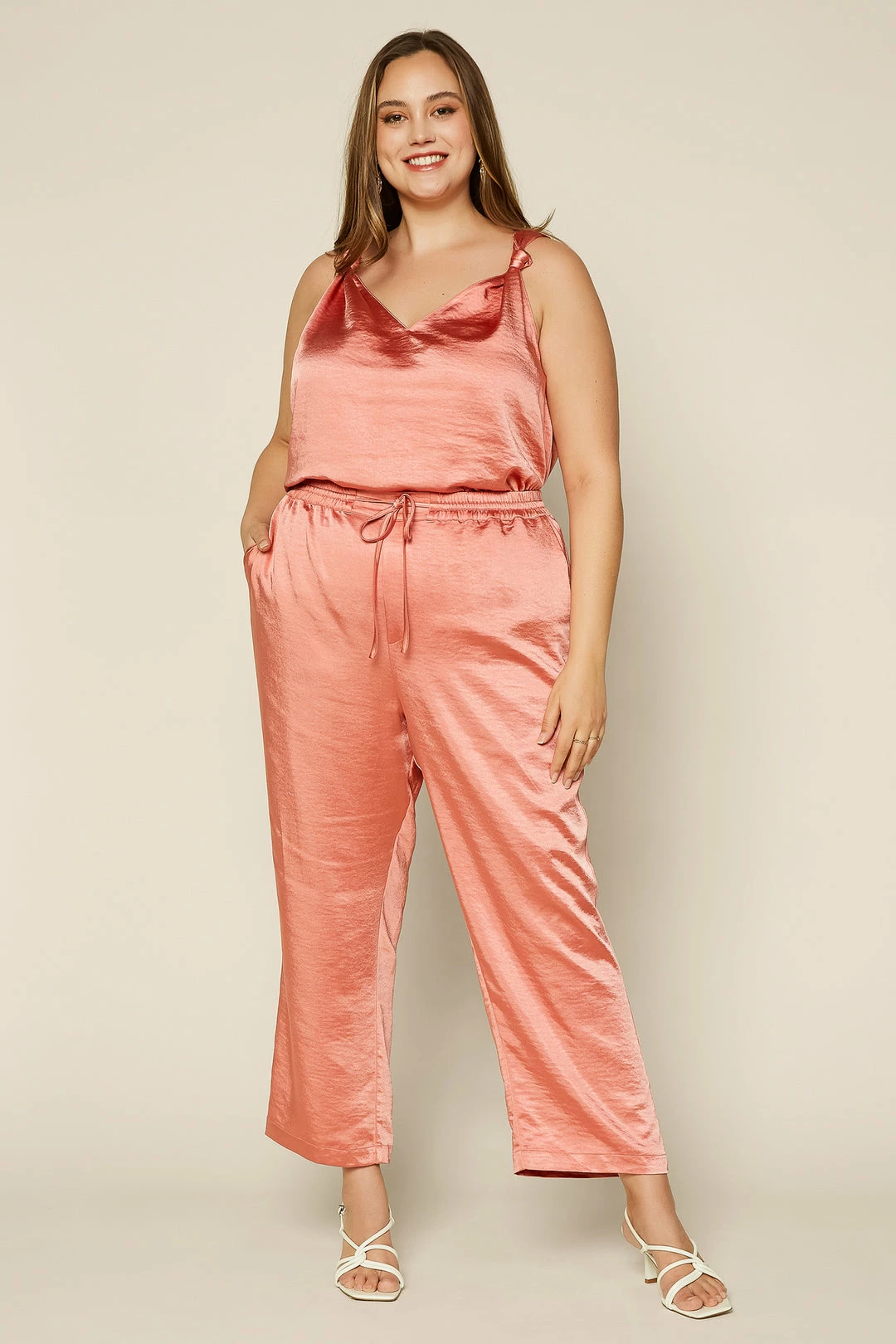 SKIES ARE BLUE Plus Size - Satin Waist Tie Pants Clothing 8 SKIES ARE BLUE Plus Size - Satin Waist Tie Pants Clothing