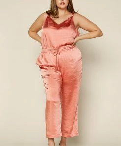 SKIES ARE BLUE Plus Size - Satin Waist Tie Pants Clothing