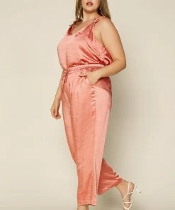 SKIES ARE BLUE Plus Size - Satin Waist Tie Pants Clothing 11 SKIES ARE BLUE Plus Size - Satin Waist Tie Pants Clothing