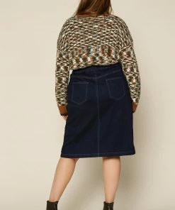 SKIES ARE BLUE Clothing Plus Size - Button Denim Midi Skirt 11 SKIES ARE BLUE Clothing Plus Size - Button Denim Midi Skirt