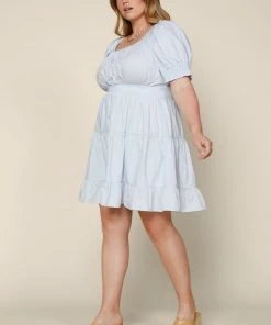SKIES ARE BLUE Plus Size - Puffed Sleeve Mini Dress New In Plus Size