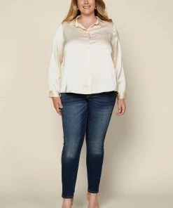 SKIES ARE BLUE Clothing Plus Size - Satin Button Down Shirt 10 SKIES ARE BLUE Clothing Plus Size - Satin Button Down Shirt