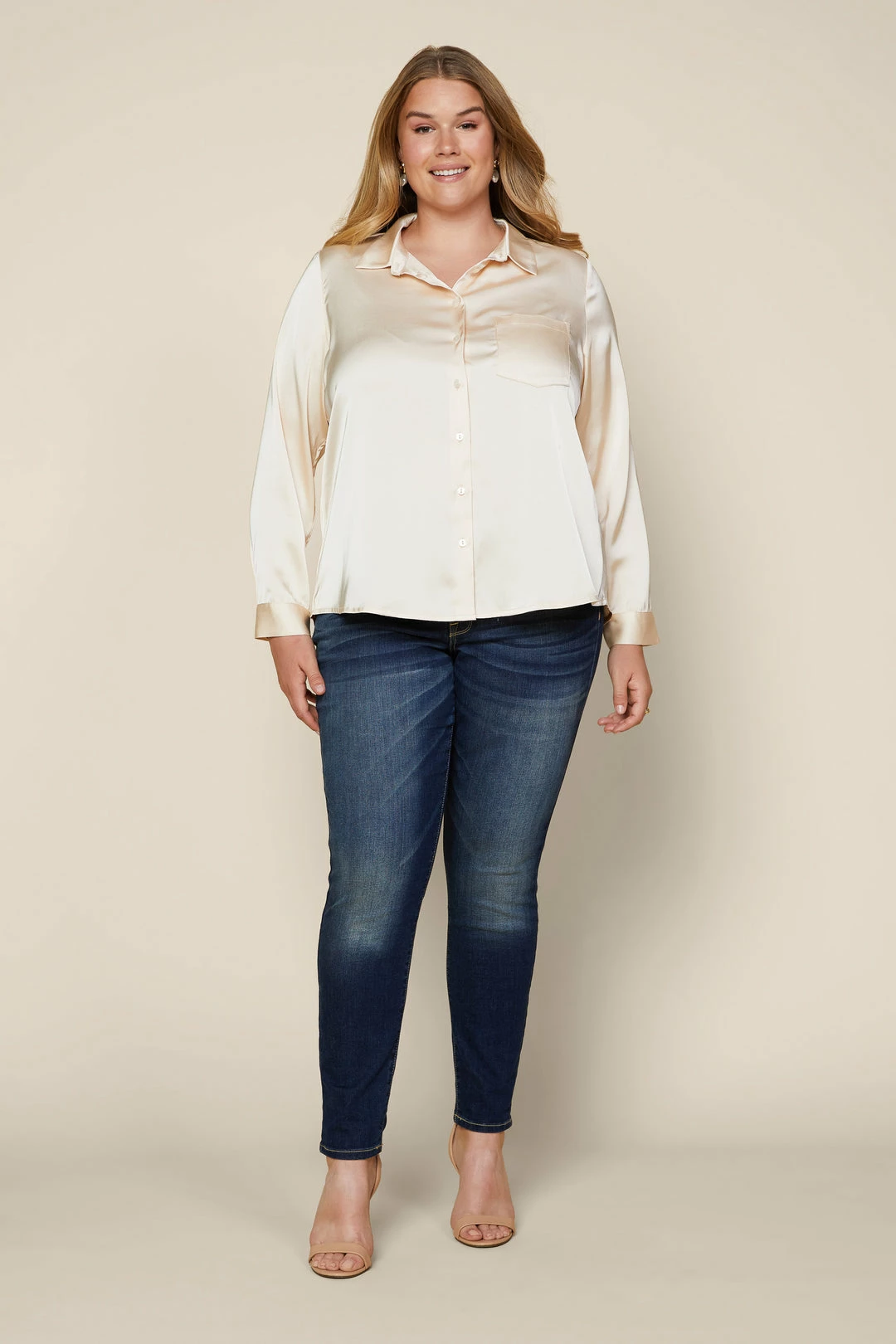 SKIES ARE BLUE Clothing Plus Size - Satin Button Down Shirt 6 SKIES ARE BLUE Clothing Plus Size - Satin Button Down Shirt