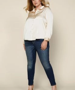 SKIES ARE BLUE Clothing Plus Size - Satin Button Down Shirt