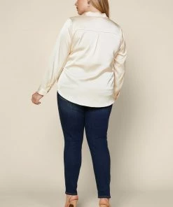 SKIES ARE BLUE Clothing Plus Size - Satin Button Down Shirt 11 SKIES ARE BLUE Clothing Plus Size - Satin Button Down Shirt