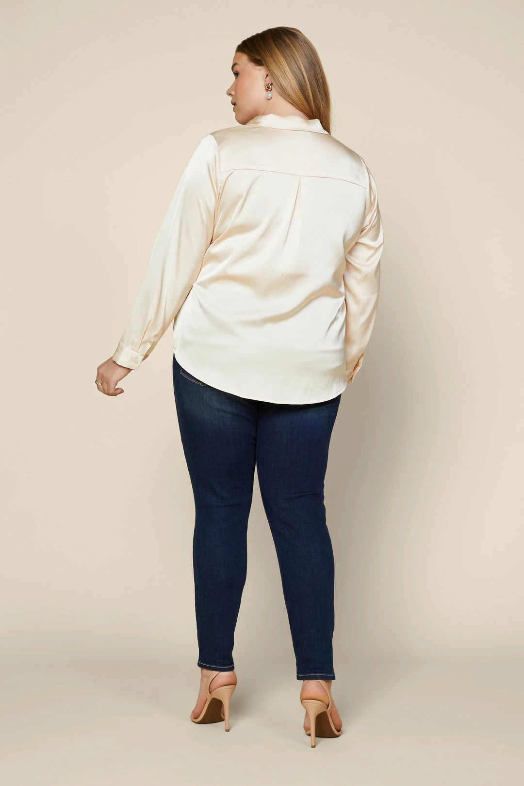 SKIES ARE BLUE Clothing Plus Size - Satin Button Down Shirt 7 SKIES ARE BLUE Clothing Plus Size - Satin Button Down Shirt