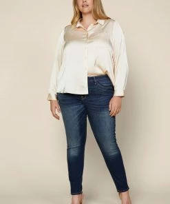 SKIES ARE BLUE Clothing Plus Size - Satin Button Down Shirt 9 SKIES ARE BLUE Clothing Plus Size - Satin Button Down Shirt