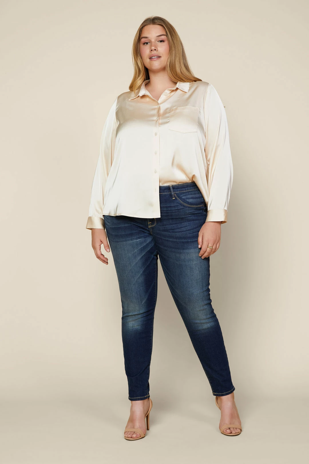 SKIES ARE BLUE Clothing Plus Size - Satin Button Down Shirt 5 SKIES ARE BLUE Clothing Plus Size - Satin Button Down Shirt