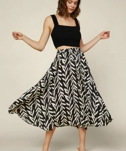 SKIES ARE BLUE New In Clothing Botanical Pleated Midi Skirt