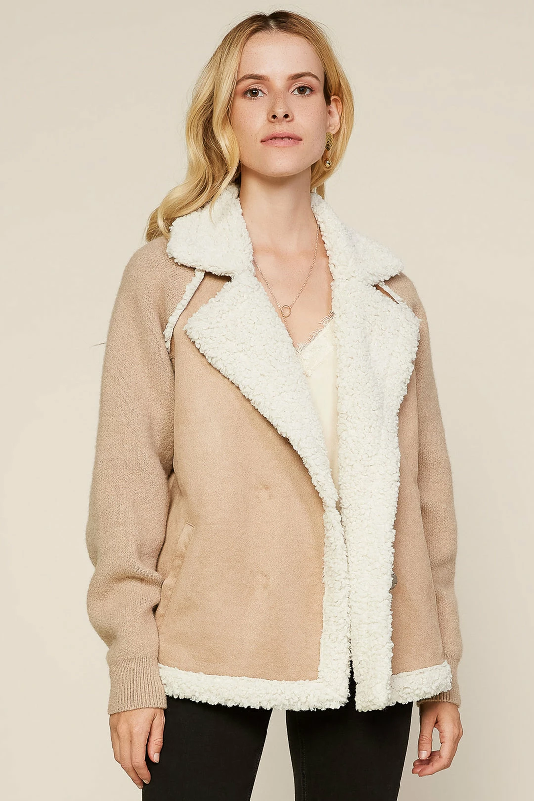 SKIES ARE BLUE Faux Suede Sherpa Jacket Clothing 8 SKIES ARE BLUE Faux Suede Sherpa Jacket Clothing