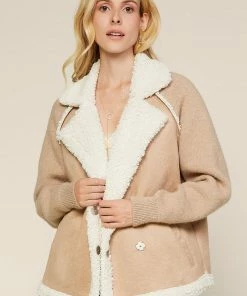 SKIES ARE BLUE Faux Suede Sherpa Jacket Clothing