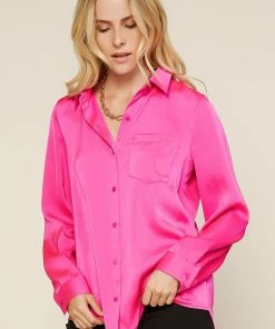 SKIES ARE BLUE Clothing Satin Button Down Shirt 9 SKIES ARE BLUE Clothing Satin Button Down Shirt