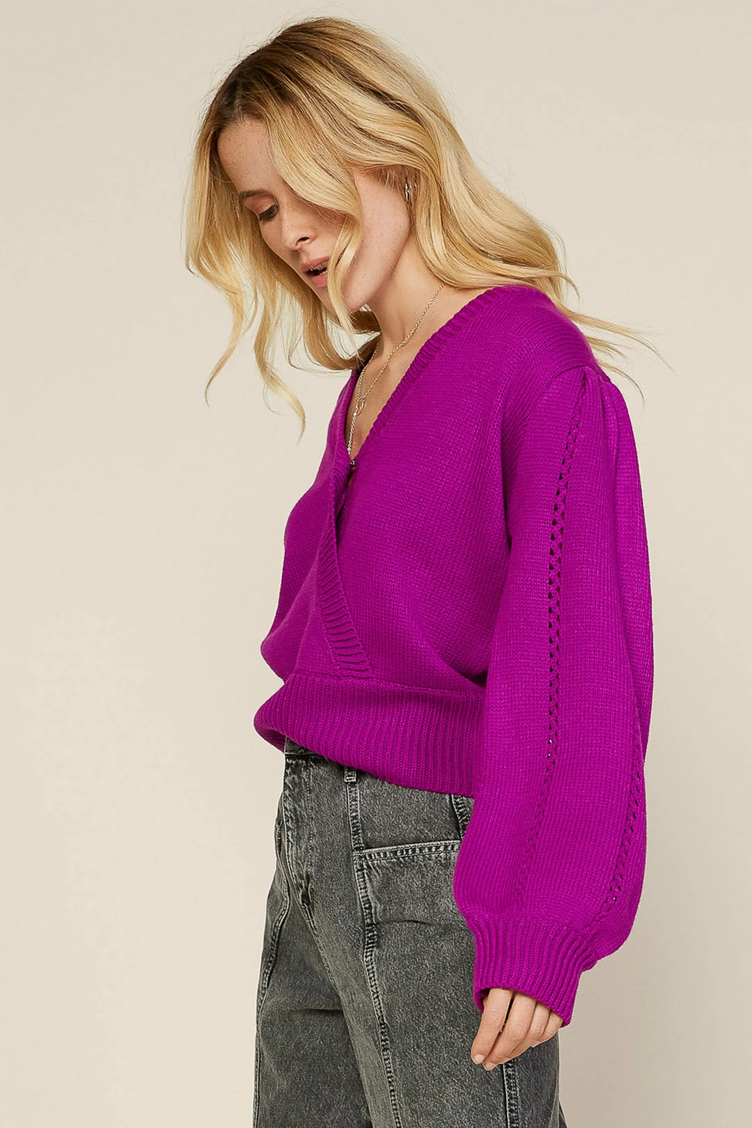 SKIES ARE BLUE Pointelle Wrap Sweater 4 SKIES ARE BLUE Pointelle Wrap Sweater