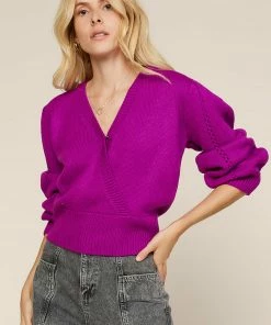 SKIES ARE BLUE Pointelle Wrap Sweater