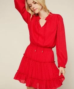 SKIES ARE BLUE Clothing Ruffled Sleeve Mini Dress