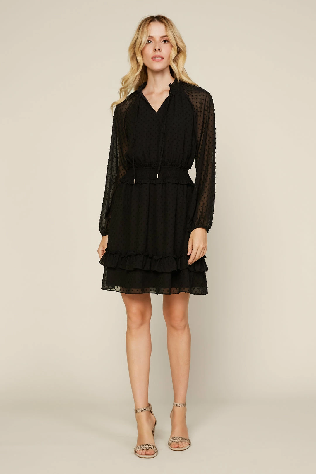 SKIES ARE BLUE Clothing Textured Dot Mini Dress 3 SKIES ARE BLUE Clothing Textured Dot Mini Dress