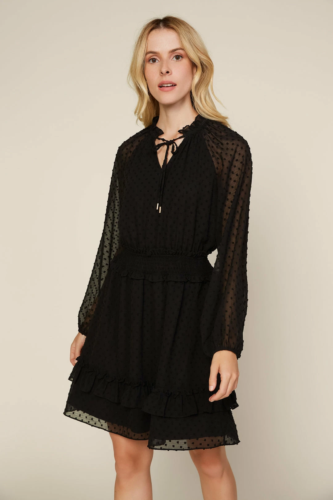 SKIES ARE BLUE Clothing Textured Dot Mini Dress 7 SKIES ARE BLUE Clothing Textured Dot Mini Dress