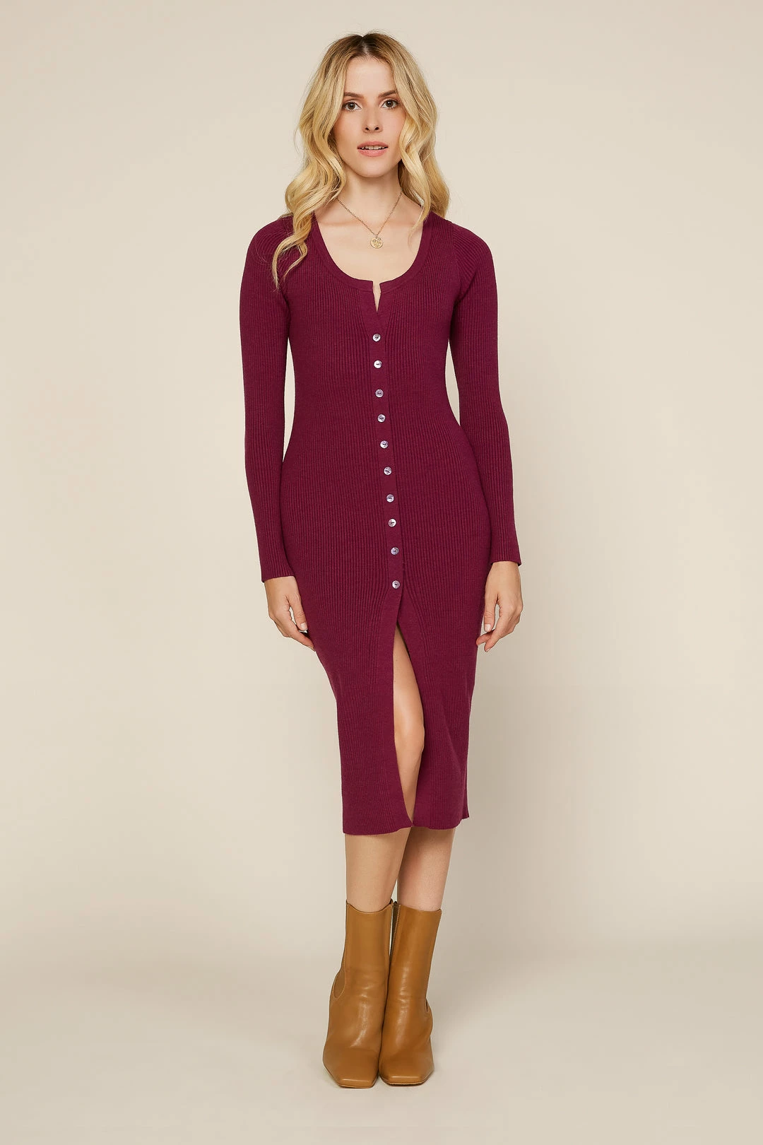 SKIES ARE BLUE Button Down Knit Dress 3 SKIES ARE BLUE Button Down Knit Dress