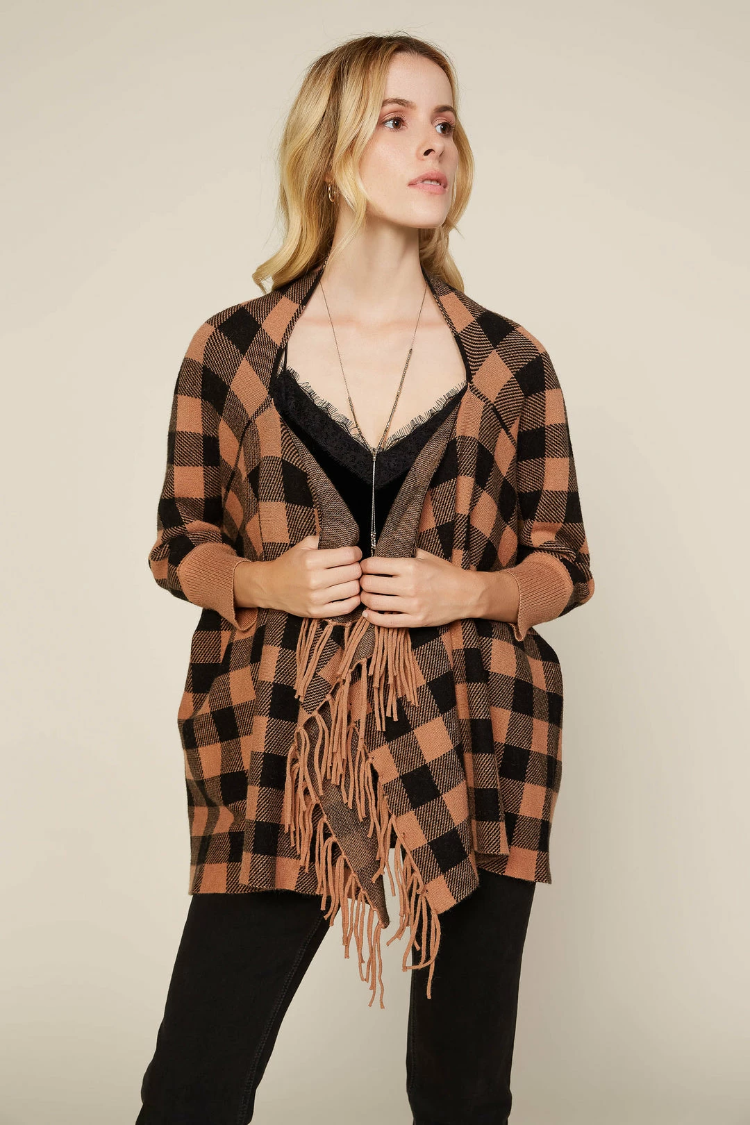 SKIES ARE BLUE Clothing Gwen Check Print Cardigan 5 SKIES ARE BLUE Clothing Gwen Check Print Cardigan