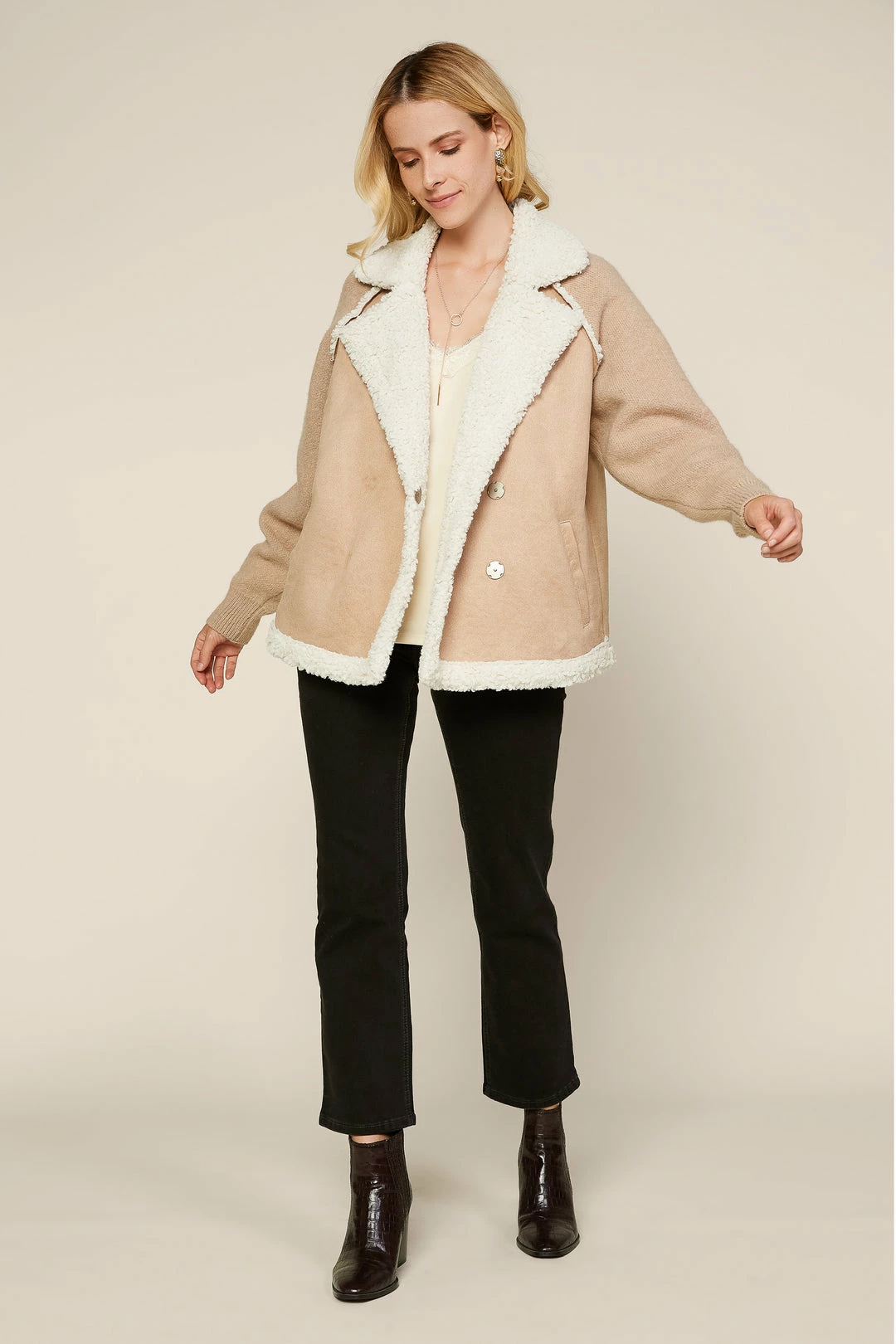 SKIES ARE BLUE Faux Suede Sherpa Jacket Clothing 7 SKIES ARE BLUE Faux Suede Sherpa Jacket Clothing