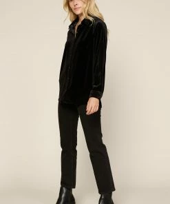 SKIES ARE BLUE Velvet Button Down Shirt Clothing 9 SKIES ARE BLUE Velvet Button Down Shirt Clothing