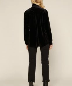 SKIES ARE BLUE Velvet Button Down Shirt Clothing 11 SKIES ARE BLUE Velvet Button Down Shirt Clothing