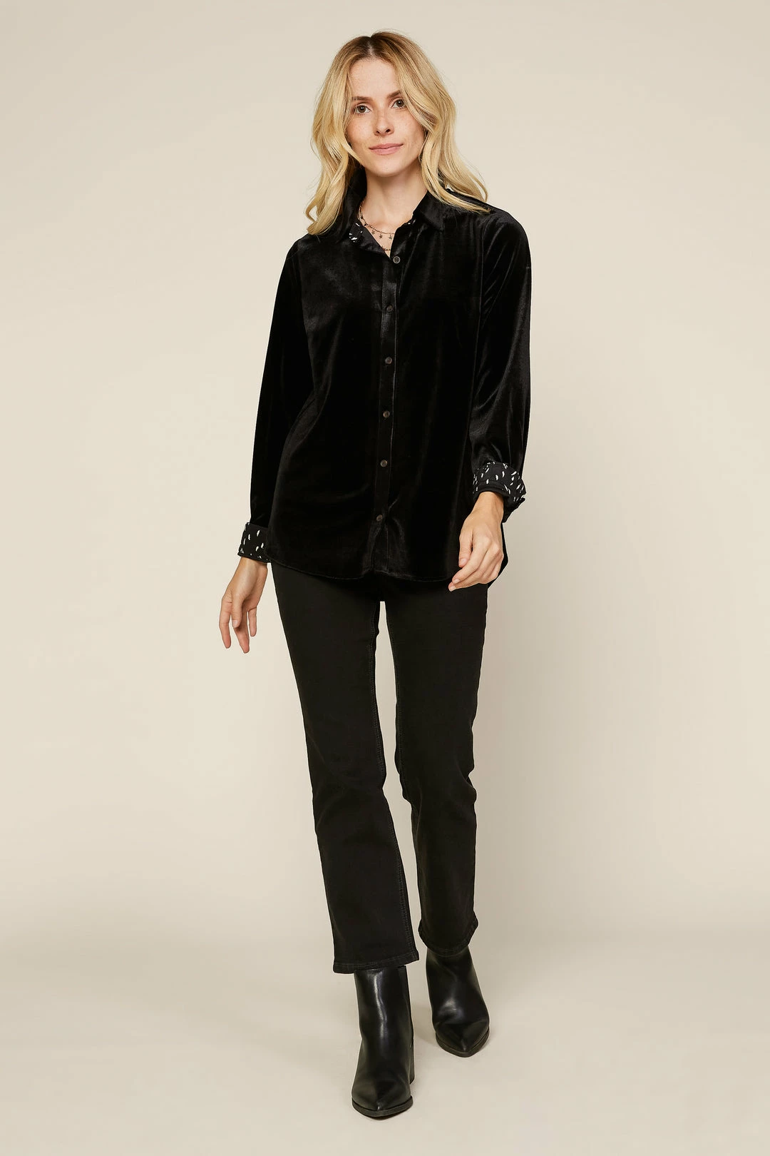 SKIES ARE BLUE Velvet Button Down Shirt Clothing 4 SKIES ARE BLUE Velvet Button Down Shirt Clothing