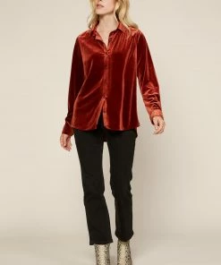 SKIES ARE BLUE Velvet Button Down Shirt