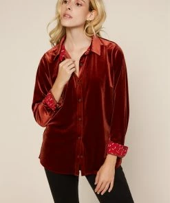 SKIES ARE BLUE Velvet Button Down Shirt 10 SKIES ARE BLUE Velvet Button Down Shirt