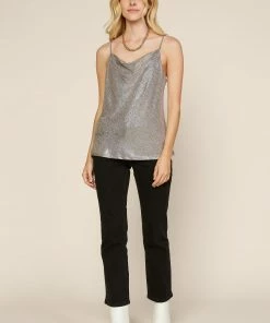 SKIES ARE BLUE Metallic Cowl Neck Cami