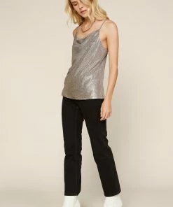 SKIES ARE BLUE Metallic Cowl Neck Cami