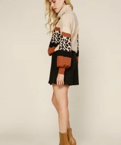 SKIES ARE BLUE Cassidy Leopard Colorblock Sweater 8 SKIES ARE BLUE Cassidy Leopard Colorblock Sweater