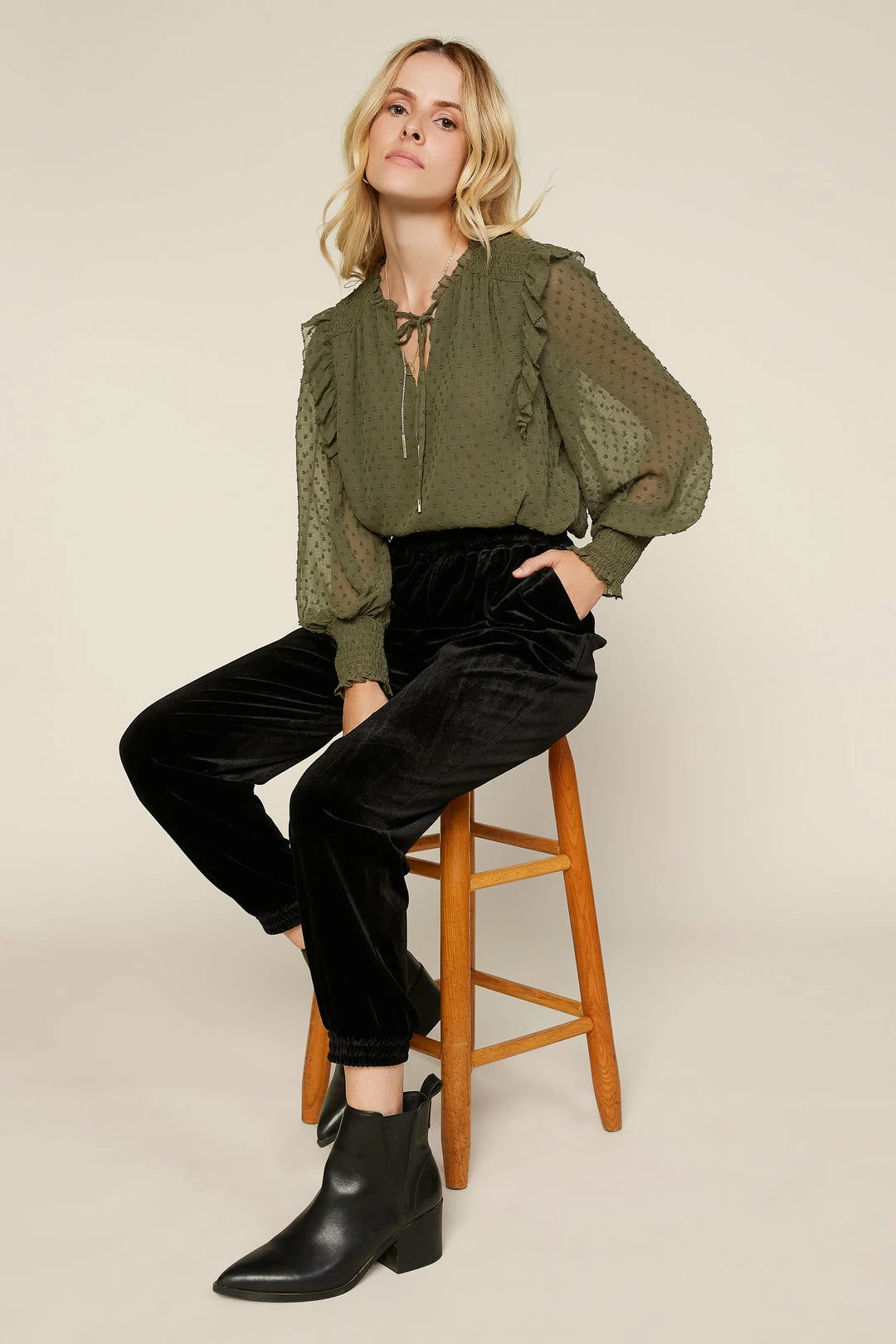 SKIES ARE BLUE Clip Dot Ruffle Blouse Clothing 6 SKIES ARE BLUE Clip Dot Ruffle Blouse Clothing