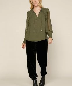 SKIES ARE BLUE Clip Dot Ruffle Blouse Clothing 10 SKIES ARE BLUE Clip Dot Ruffle Blouse Clothing