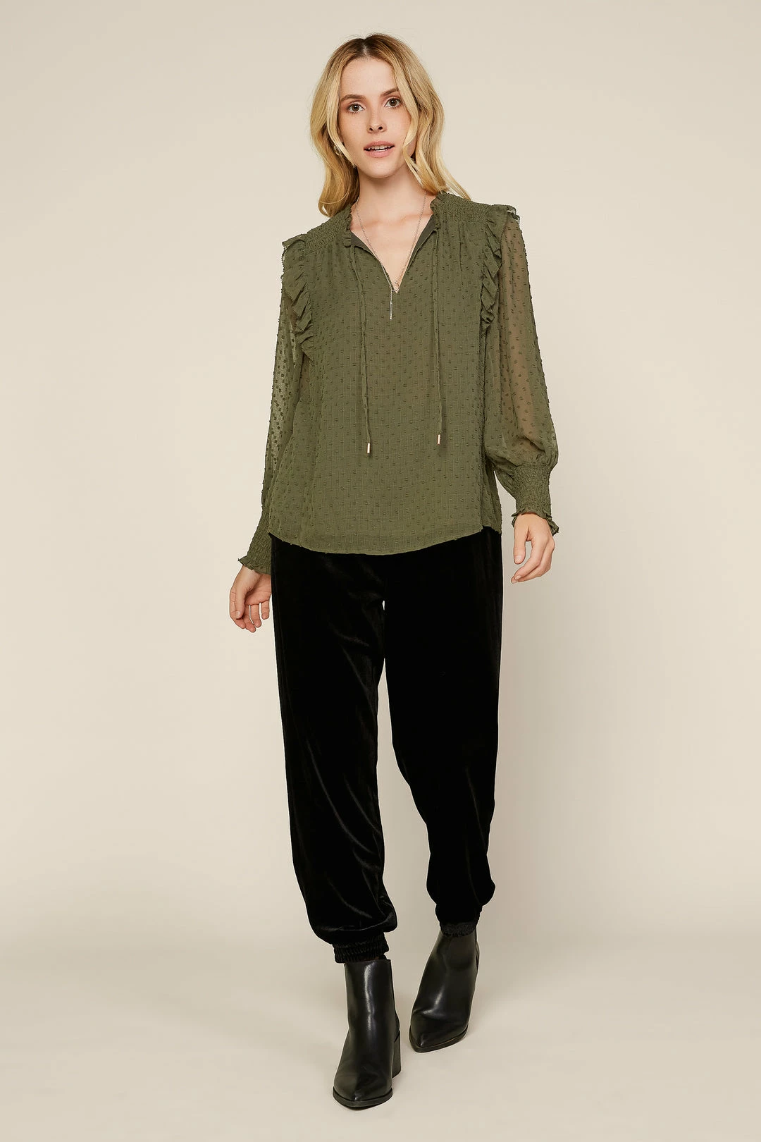 SKIES ARE BLUE Clip Dot Ruffle Blouse Clothing 5 SKIES ARE BLUE Clip Dot Ruffle Blouse Clothing